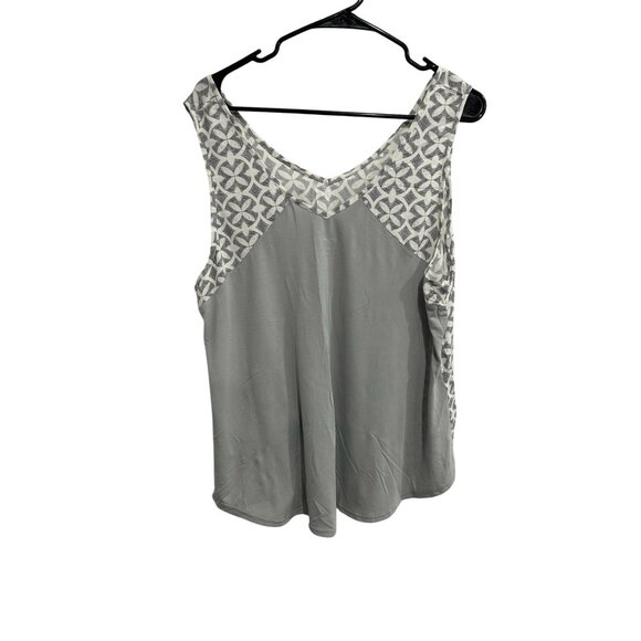 Gilligan & OMalley Gray White Floral Pattern Sleeveless Pajama Top XXL - Picture 2 of 10